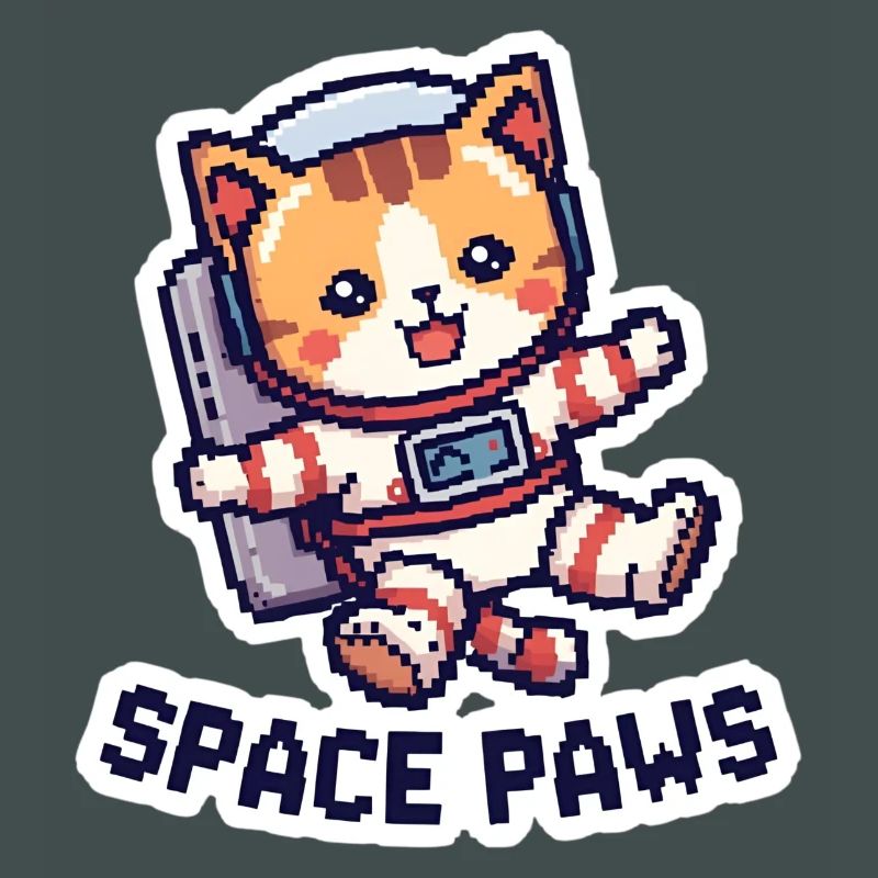 Space Paws – Chat pixel dans l’espace