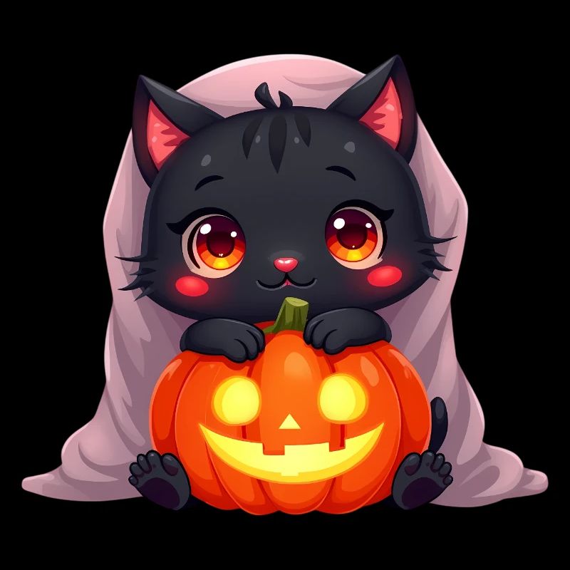 Chat d’Halloween avec citrouille d’Halloween