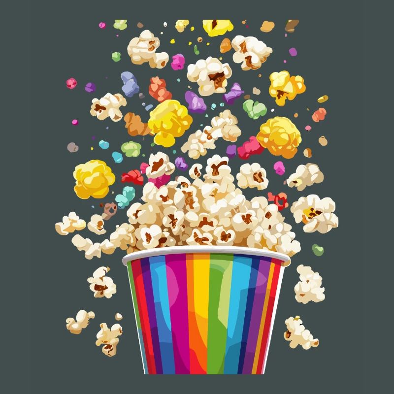 Explosion de pop-corn coloré de tasse arc-en-ciel