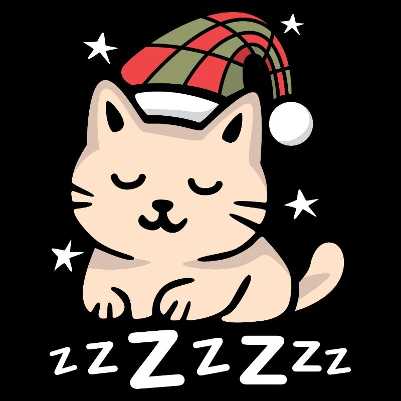Sleeping Christmas Cat with Hat