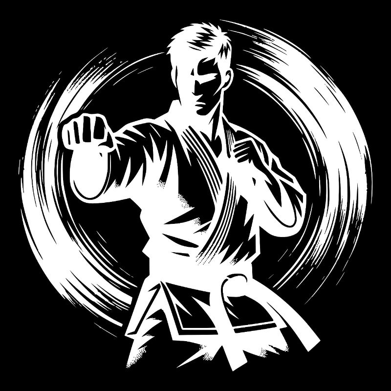 Silhouette de Karaté Parfaite en Combat Dynamique