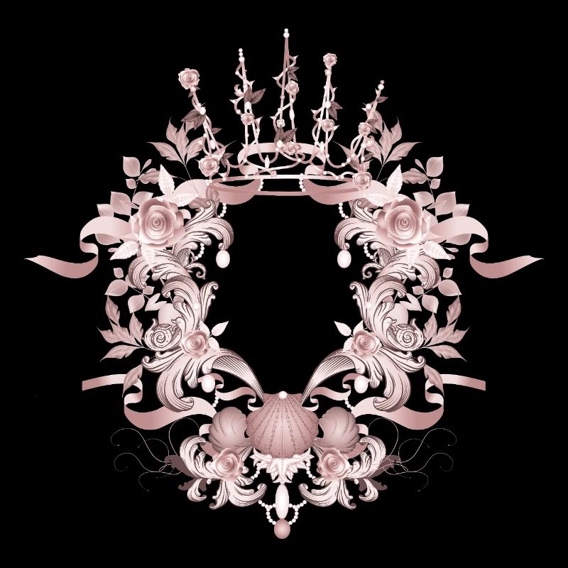 Pink Baroque Frame with Crown & Floral Ornaments