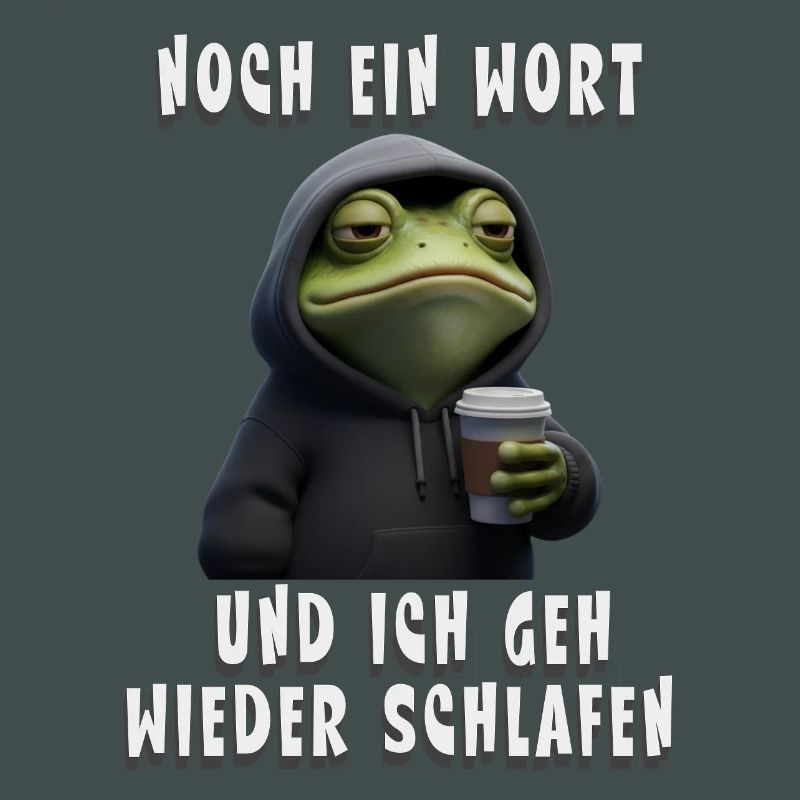 Grumpy Frog with Coffee Cartoon