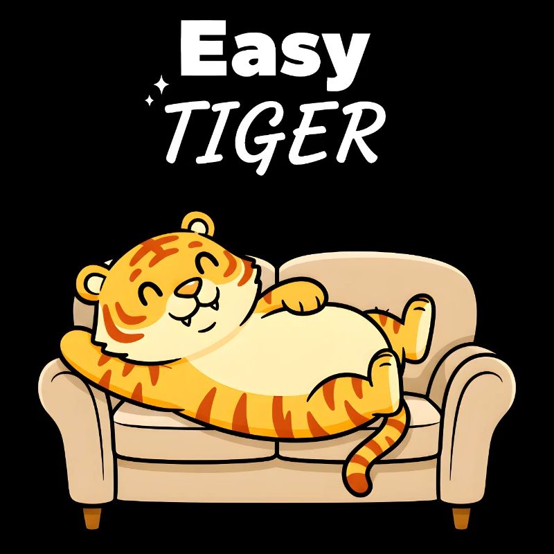 Easy Tiger Relaxed on Sofa Cute Cartoon Design