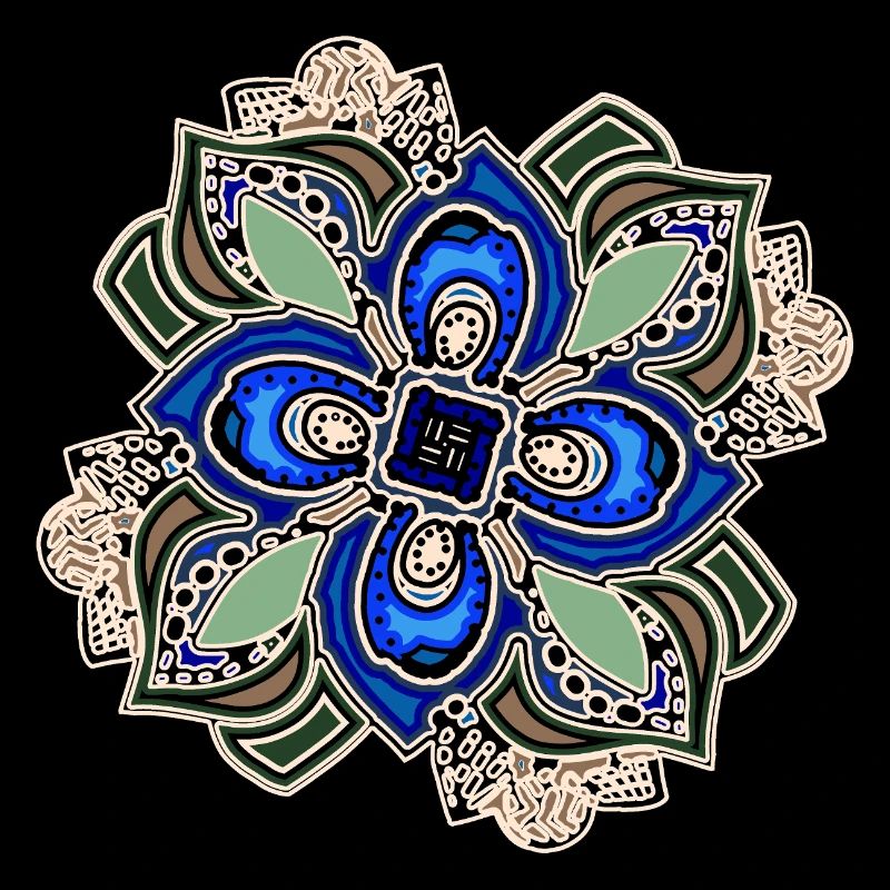 Teal Extravagant Mandala Flower