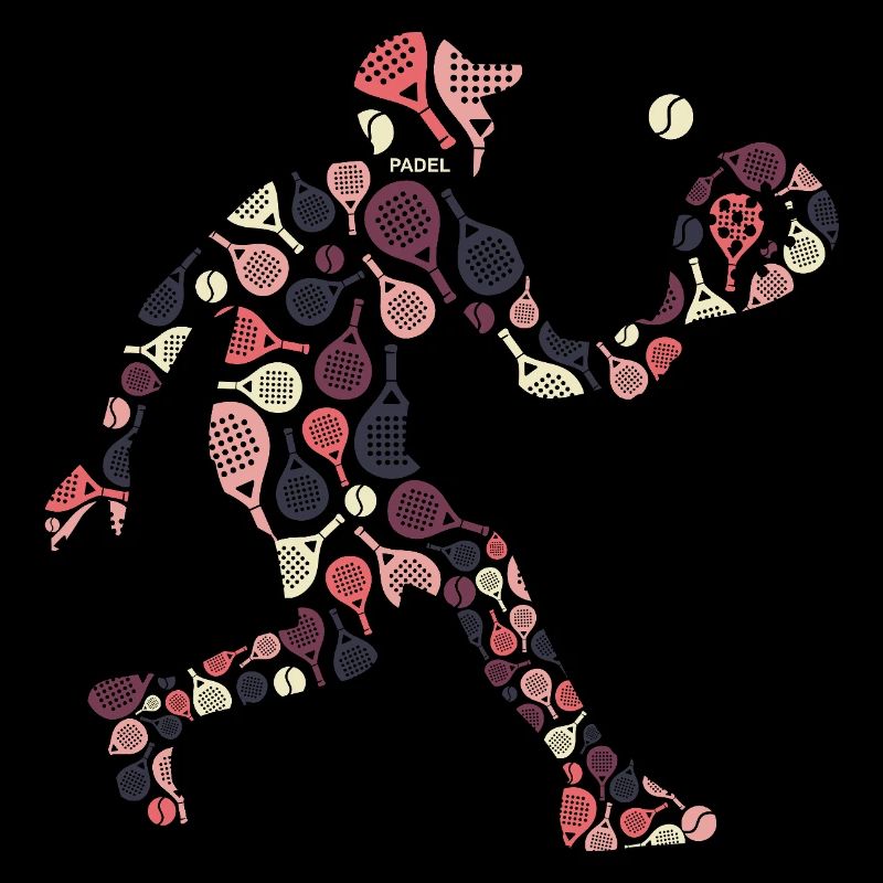 Retro Padel Player with Rackets Pattern