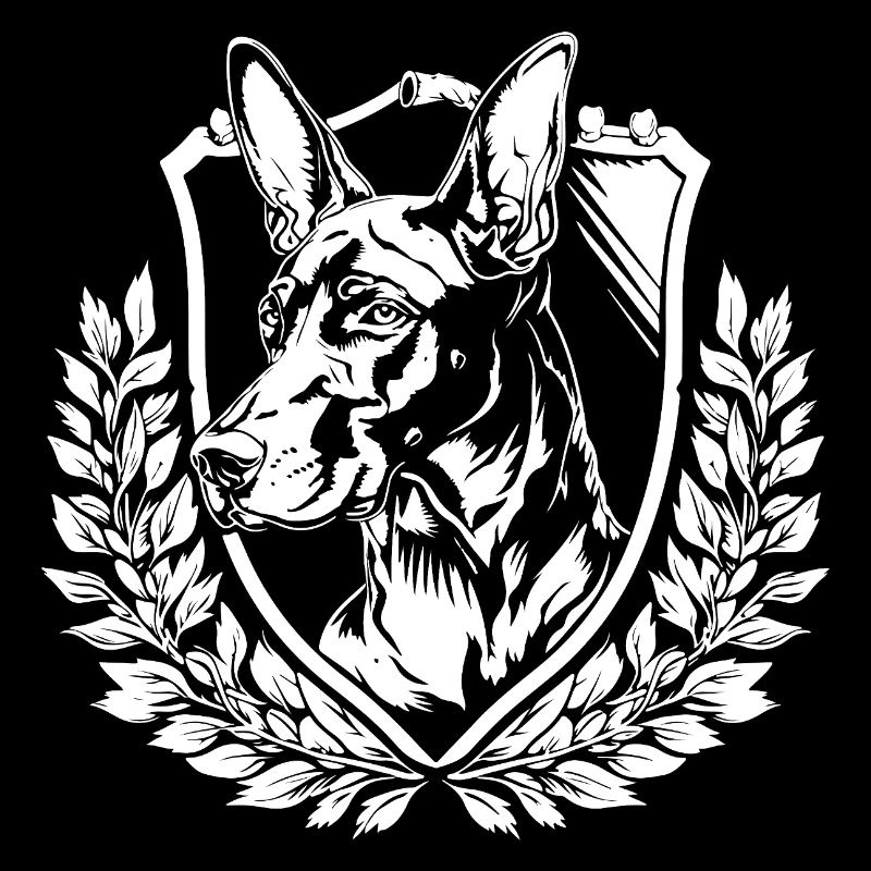Dobermann Schild mit Lorbeer