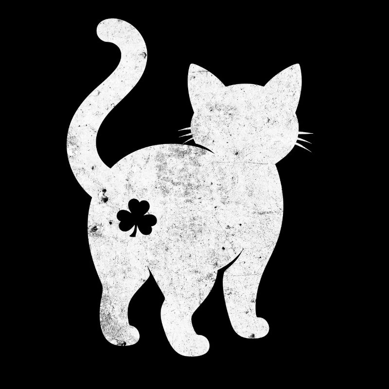 Katzen Silhouette mit Kleeblatt