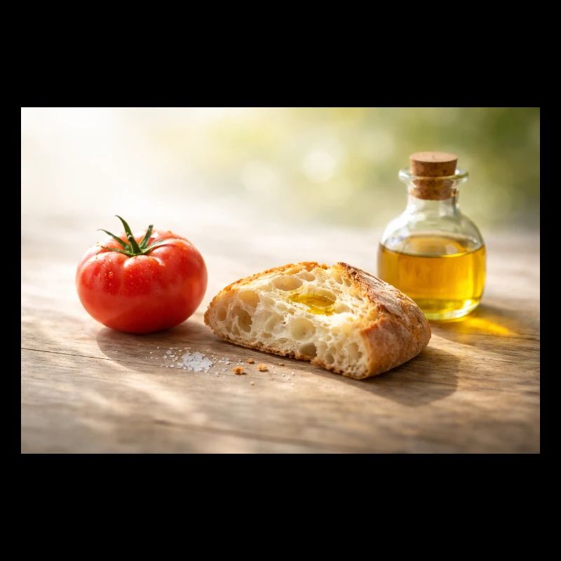 Tomate. Brot. Öl.