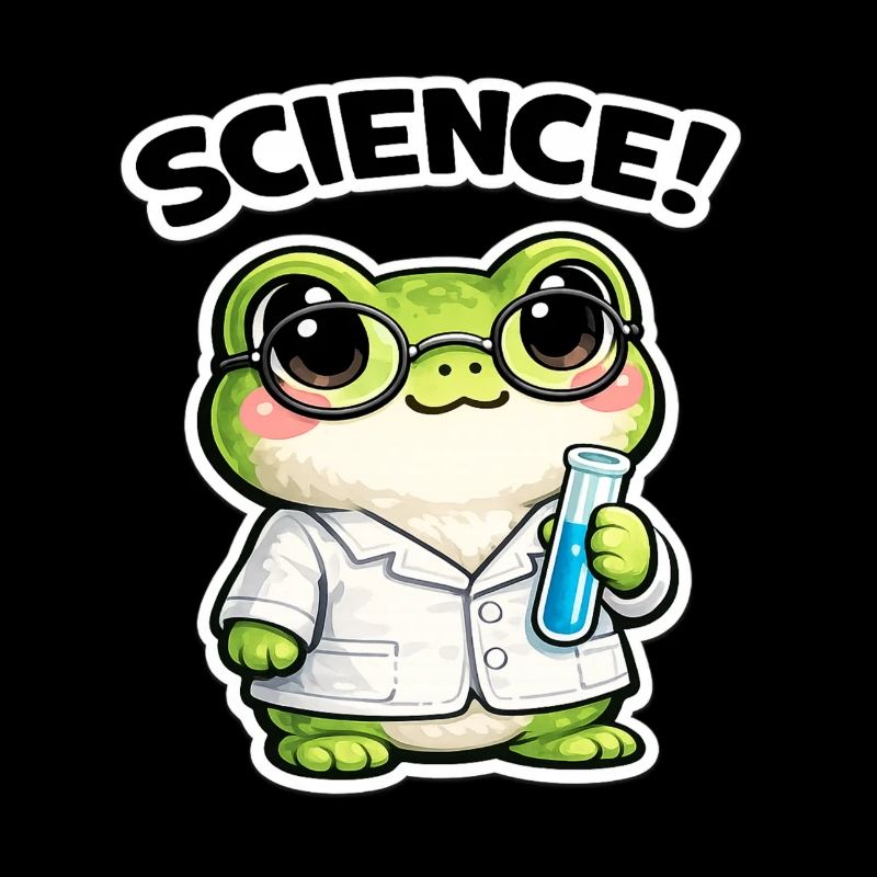 Science frog with glasses