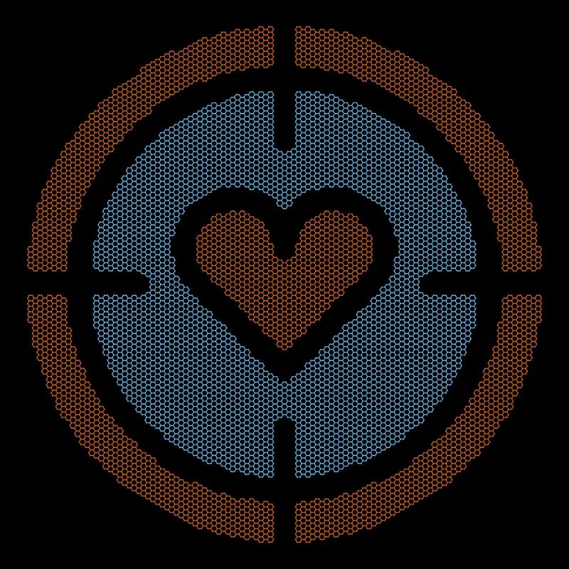 Heart in Target Emblem, honeycomb pattern