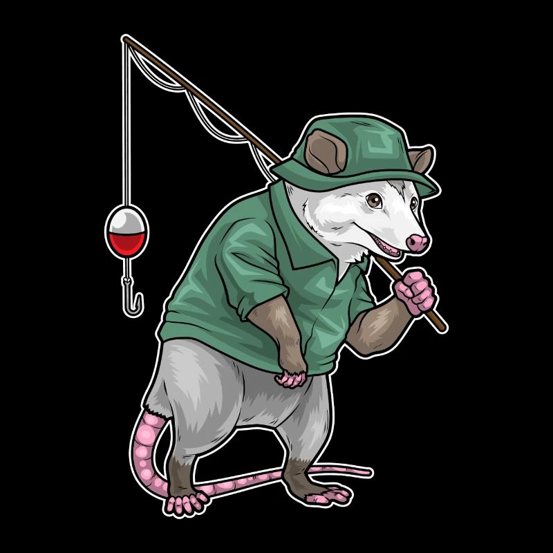 Canne à pêche Opossums Pêcheur Canne à pêche