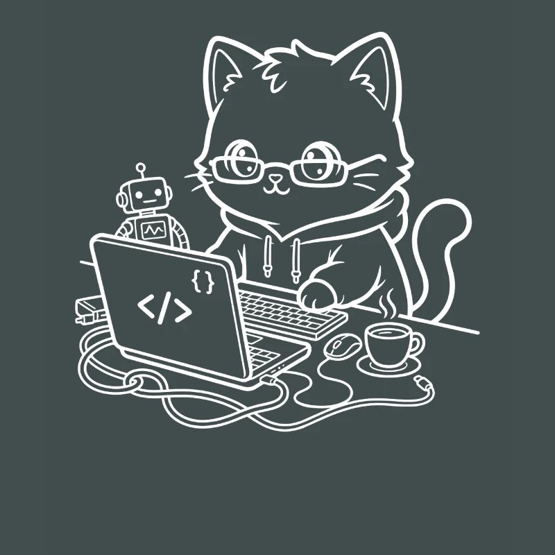 Coder Kawaii Katze Programmierer