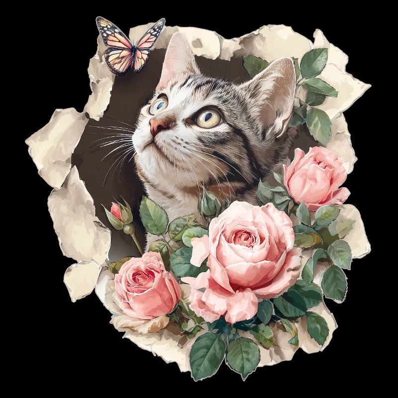 Cat and butterfly