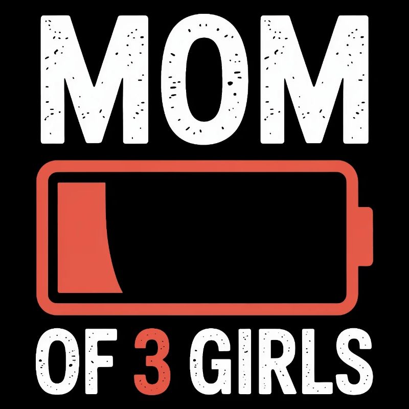 Maman de 3 filles Battery Icon Tee