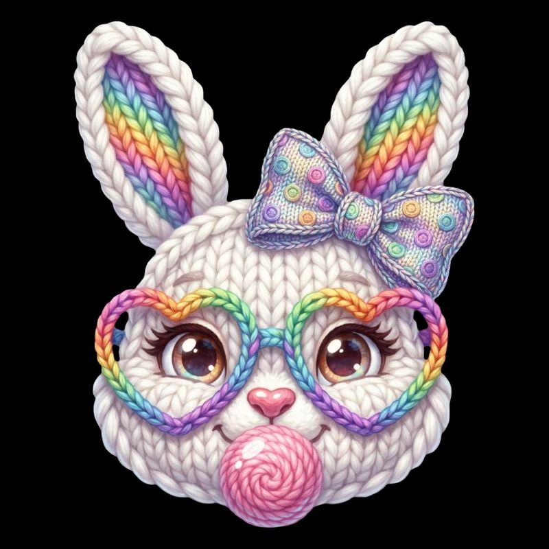 Easter Bunny Bubble Heart Glasses Rainbow