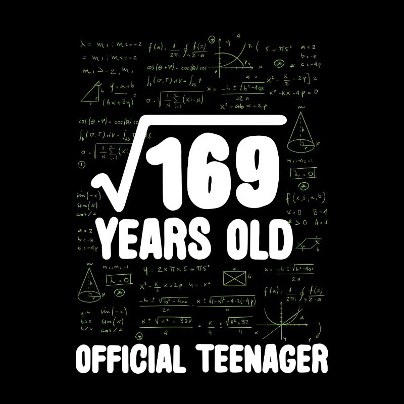 Math 13th Birthday Root 169 Teenager