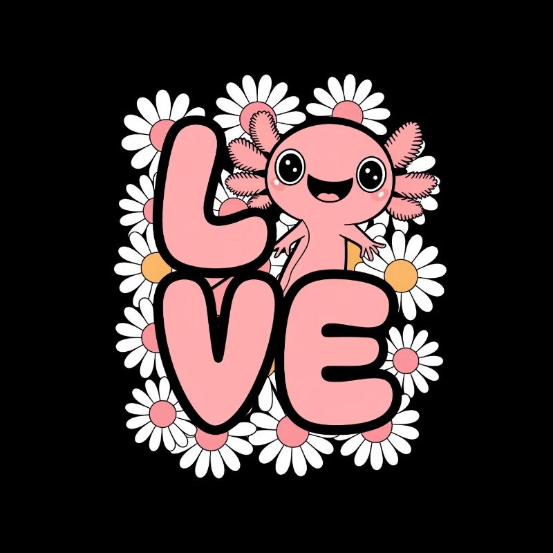 Liebe Daisy Bloom Kawaii Axolotl