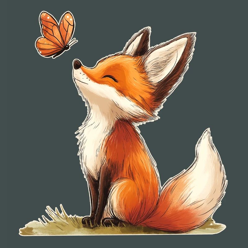 Fuchs mit Schmetterling