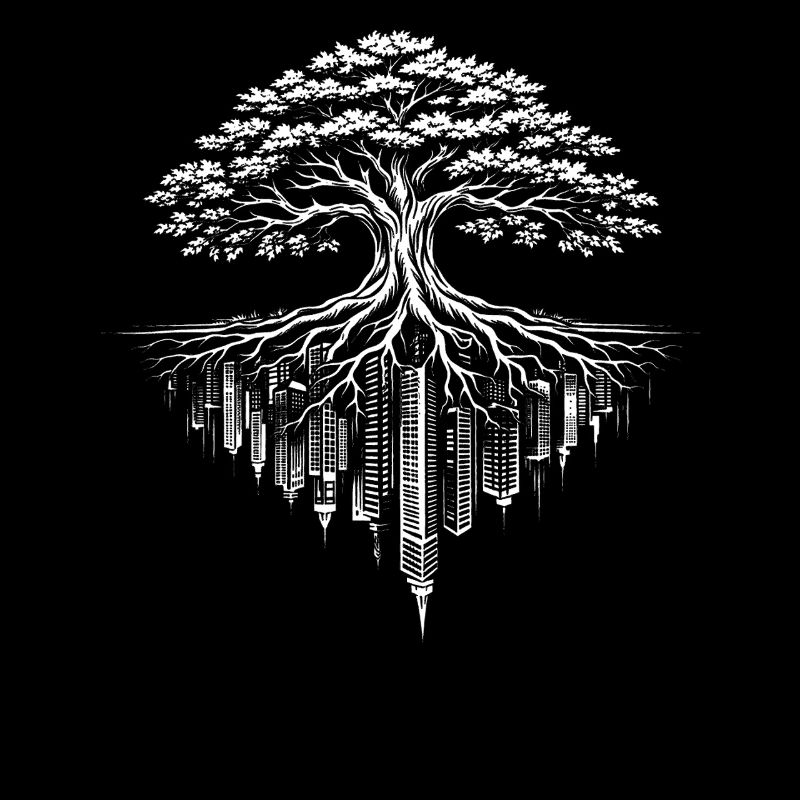 Tree Crumbling City-Camping Nature Lover