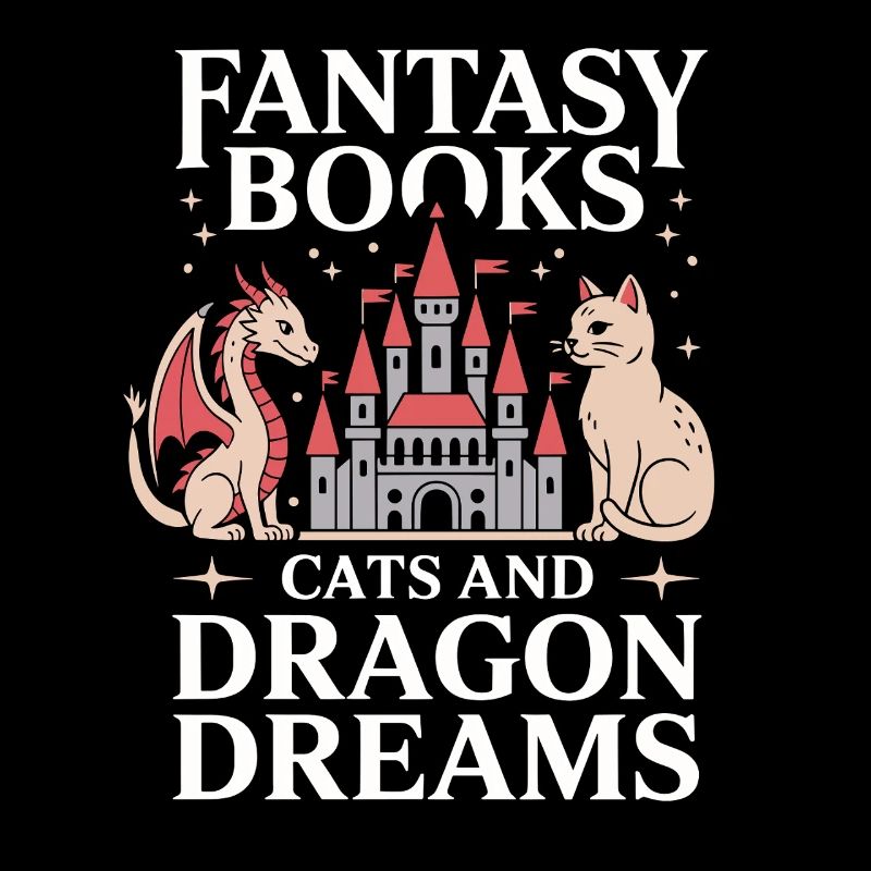 Cat Fantasy Dragon Book Reader Funny Novel