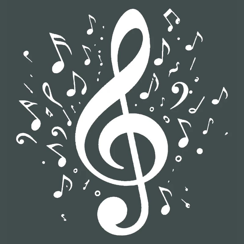 Exploding clef with notes