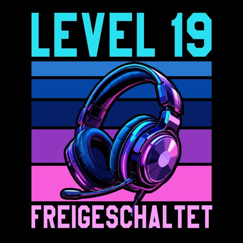 19. Geburtstag Junge Mädchen Gamer Level 19