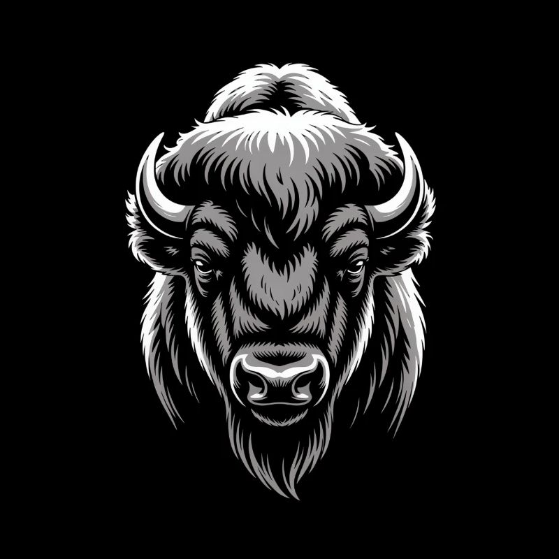 Tête de bison gris