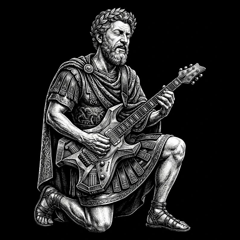 Marcus Aurelius plays guitar