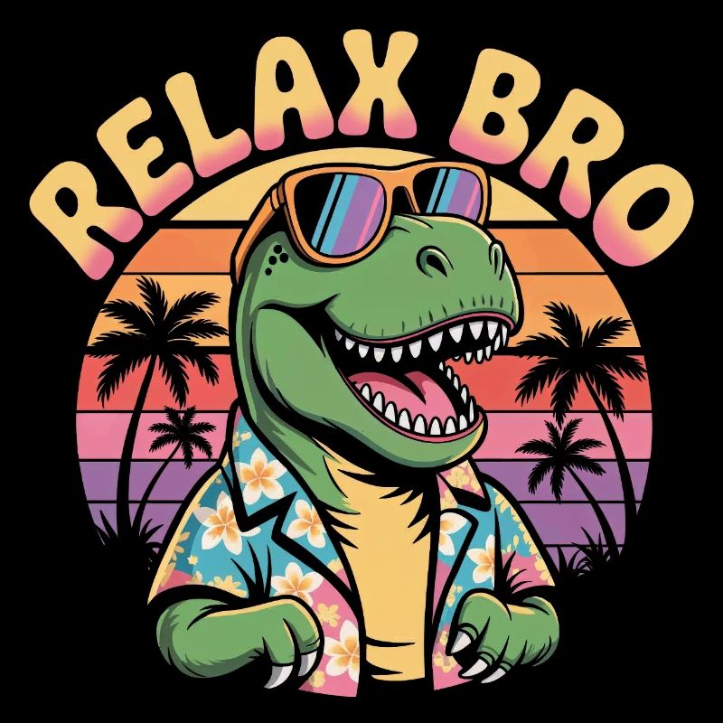Relax Bro Retro T-Rex Dinosaur