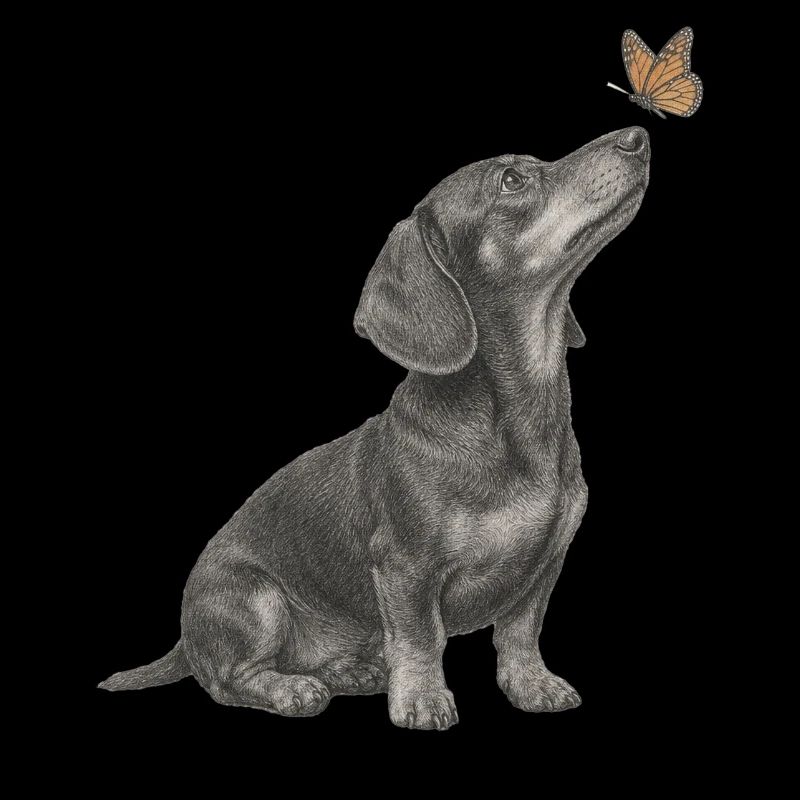 Illustration de teckel avec chien papillon