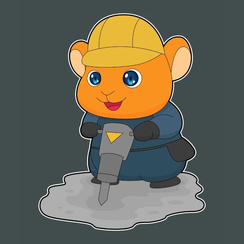 Hamster Construction Worker Jackhammer Construction Site