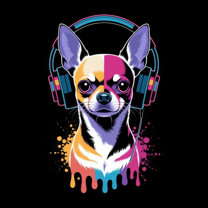 Chihuahua mit Kopfhörer