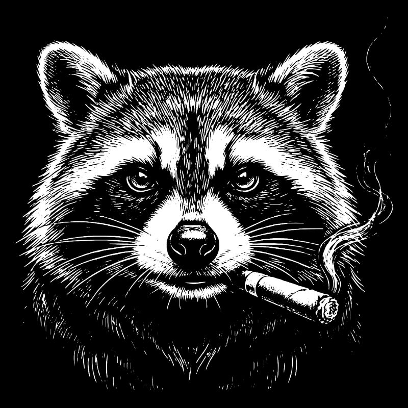 Raccoon Noir mit Zigarette