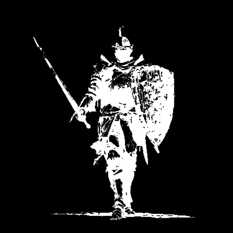 Knight Silhouette with Shield and Spear