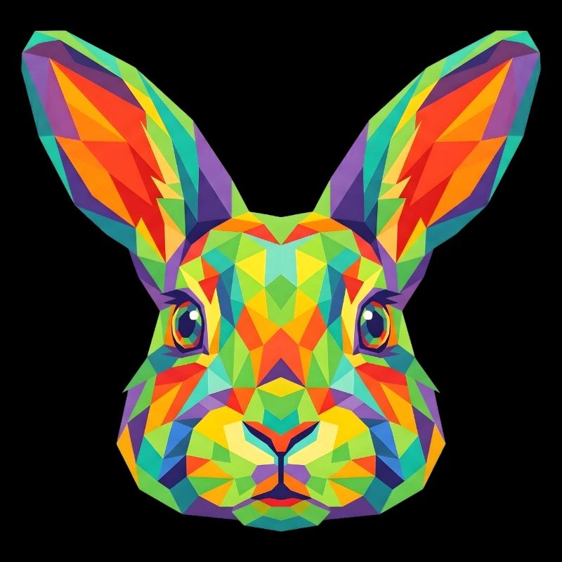 Colorful Geometric Rabbit Bunny Pop Art