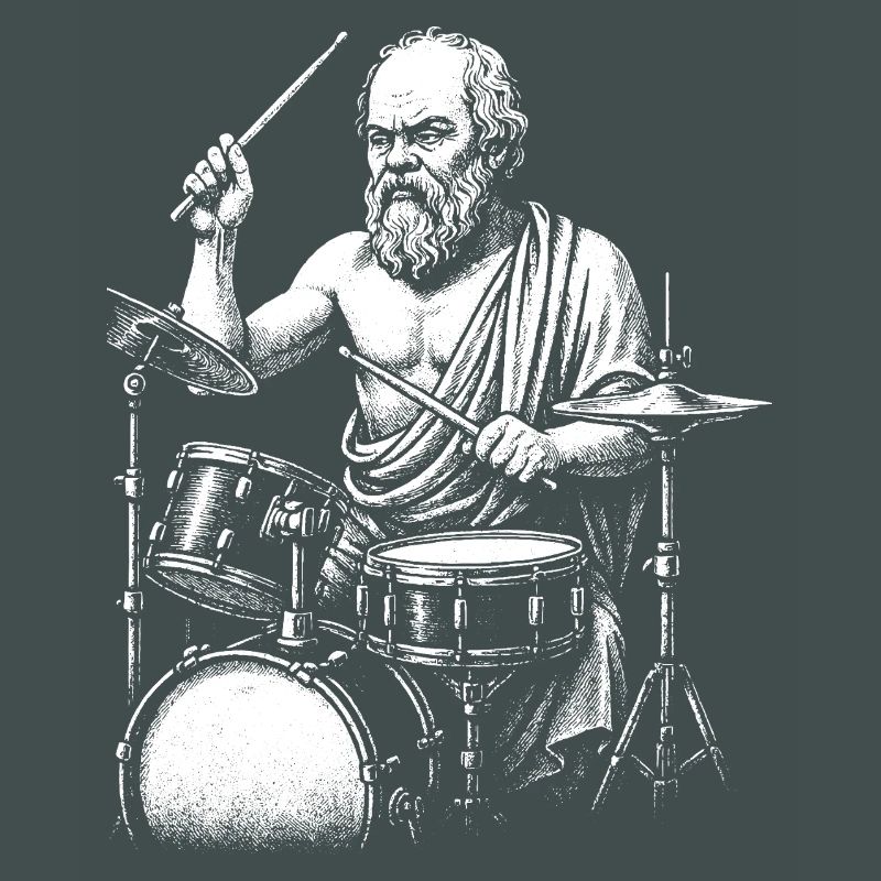 Ancient Greek Philosopher Socrates Drumming