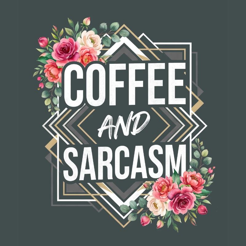 Café et sarcasme Typographie Fleurs Citation Design