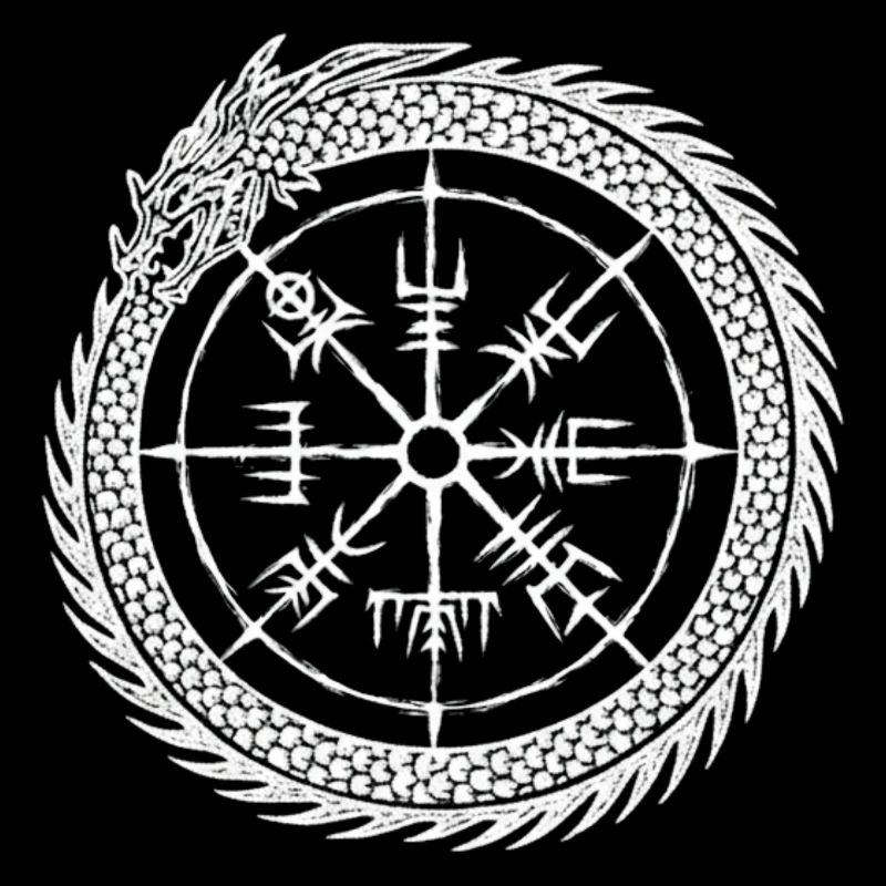 Vegvisir Midgard Serpent - Viking Compass
