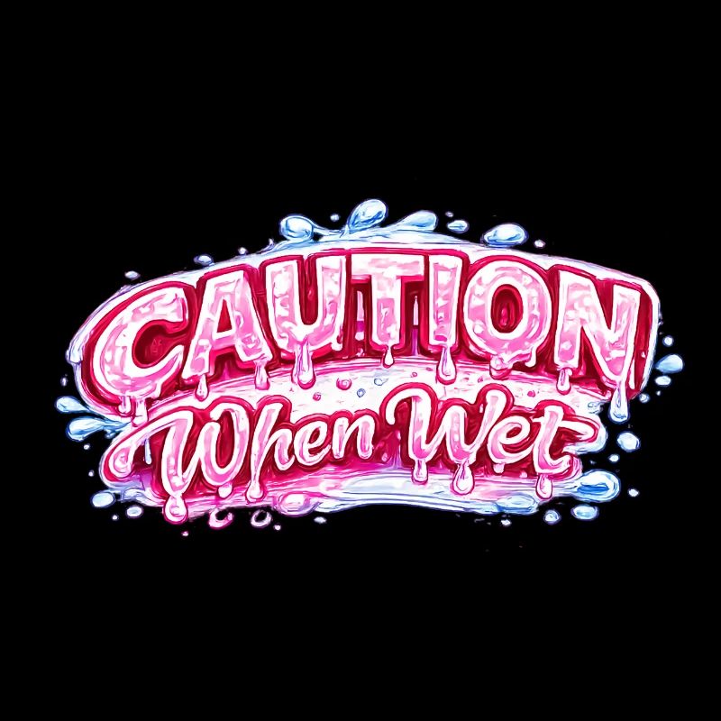 Caution When Wet Funny Flirty Statement Tee pun sp