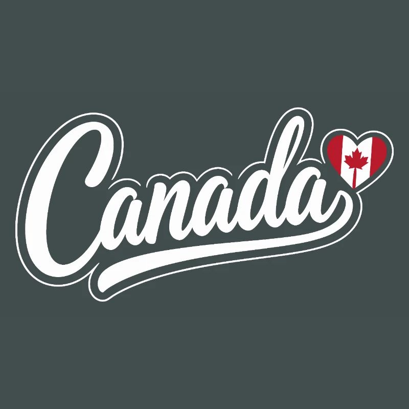 Canada Script with Maple Leaf Heart Fan Patriotic