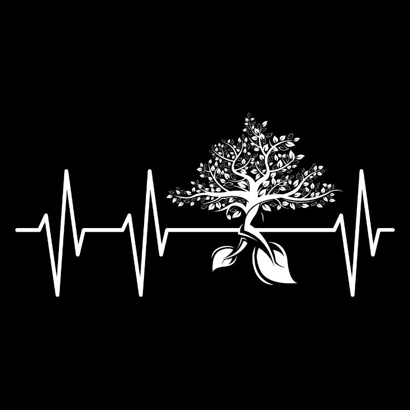 heartbeat, tree, nature, pulse, symbol, forest, icon, graphic