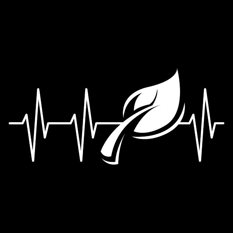 heartbeat, green, leaf, forest, icon, pulse, graphic