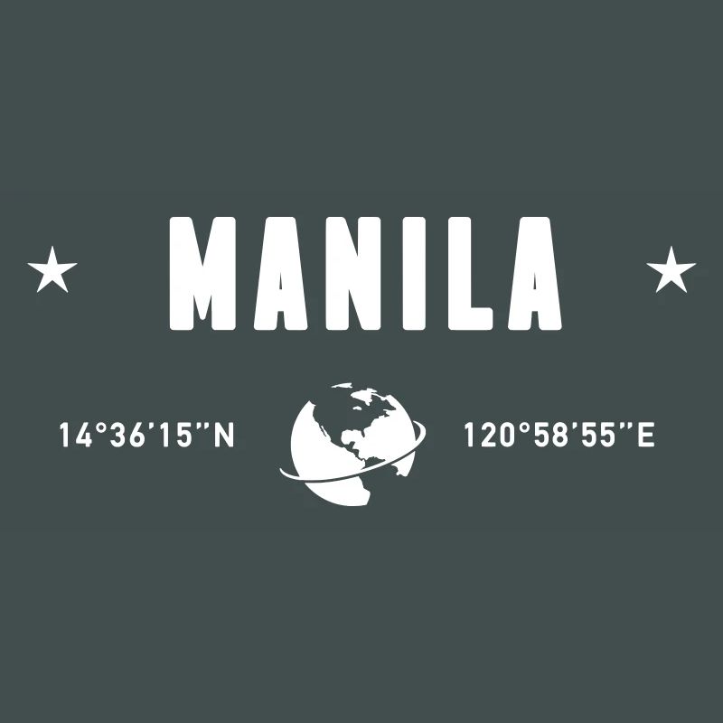 Manila Philippines Coordinates Planet Earth White