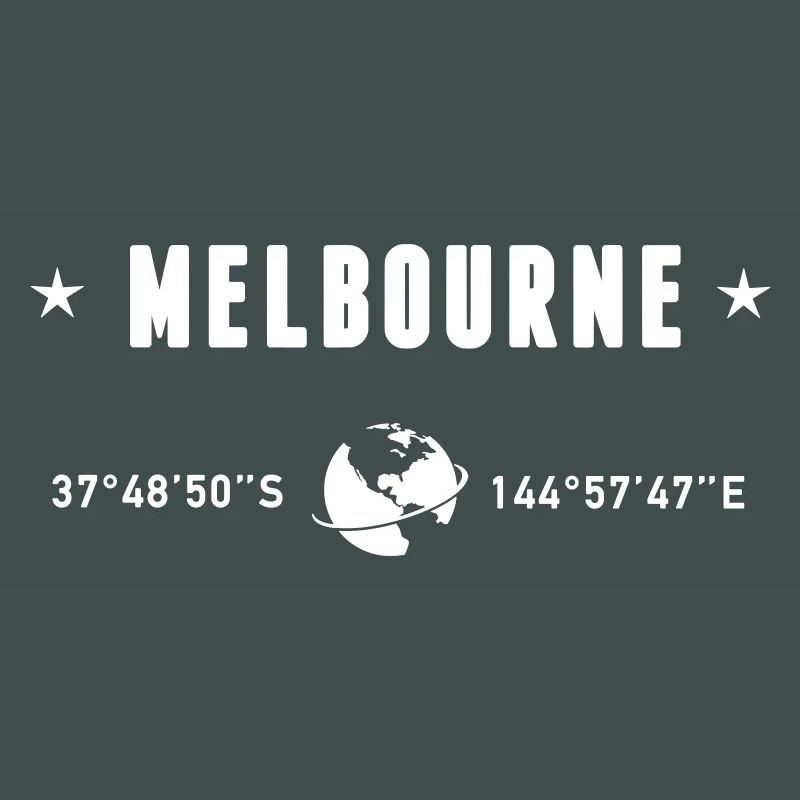 Melbourne Australia Coordinates Planet Earth White
