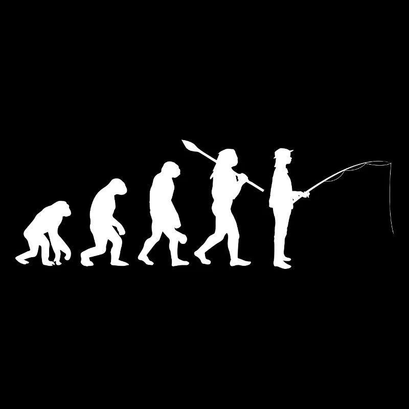 Evolution of Man Fishing Silhouette