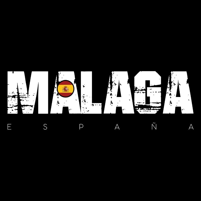 Malaga Distressed Text with Spain Flag