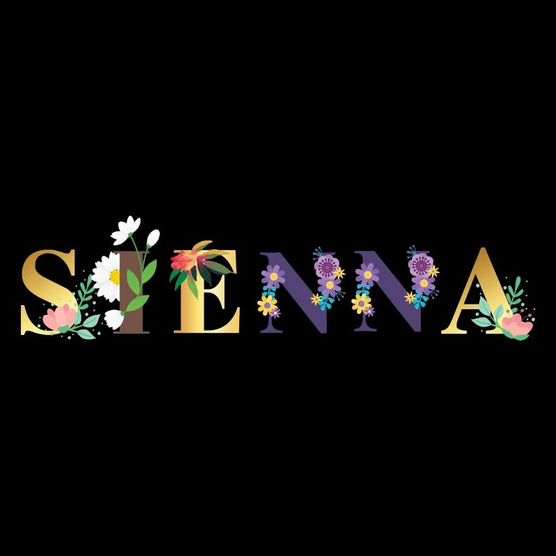 SIENNA Name Art avec fleurs brodées