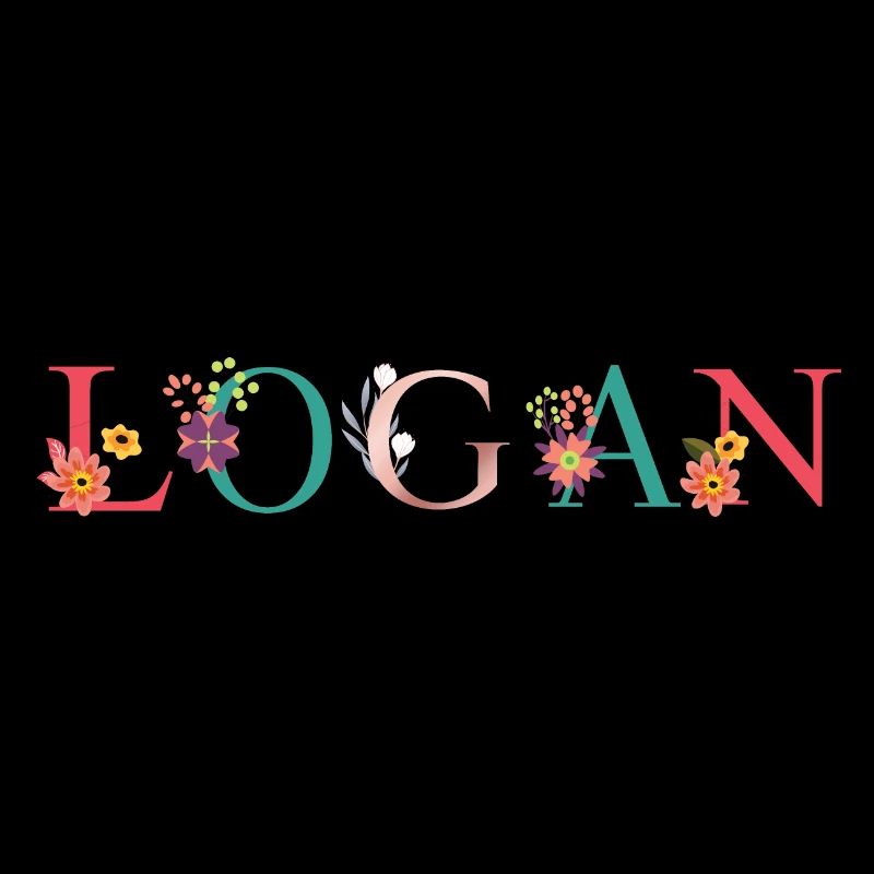 LOGAN Art du nom avec fleurs brodées