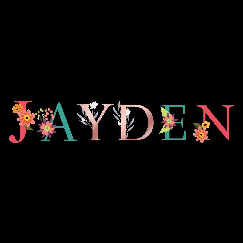 JAYDEN Namenskunst mit gestickten Blumen